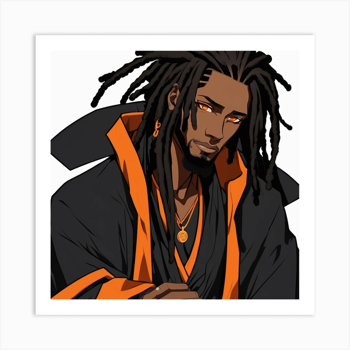 Black Anime Male with Dreads Drawn in Tite Kubo Style from Bleach ·  Creative Fabrica